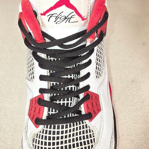 Nike Air Jordan Retro 4 308497-110 White/Red/Black Shoes Men's 8.5 Fire Red EUC - Picture 11 of 16